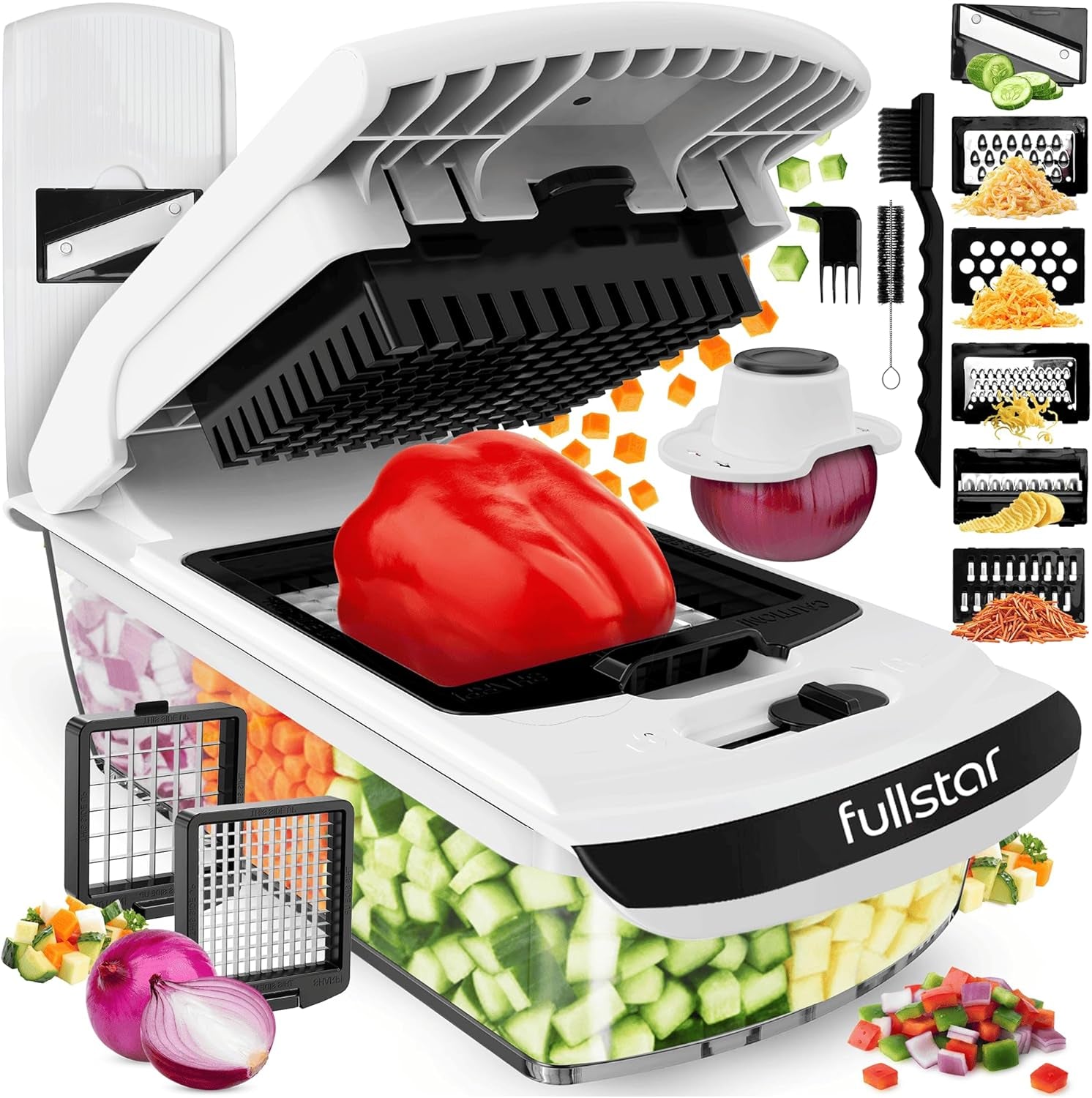 Gemüseschneider Mandoline Gemüsehobel  (6-In-1 Kompakt Schwarz), Nicer Dicer