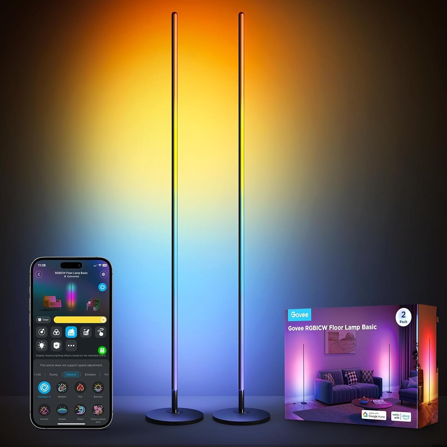 Govee RGBIC LED Stehlampe Wohnzimmer, Wifi Stehlampe Dimmbar