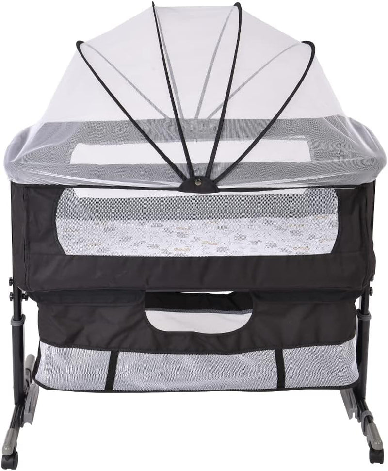 Kedia Babywiege mit Moskitonetz – höhenverstellbares Babybett & Reisebett mit Rollen (90×60×90–115cm)