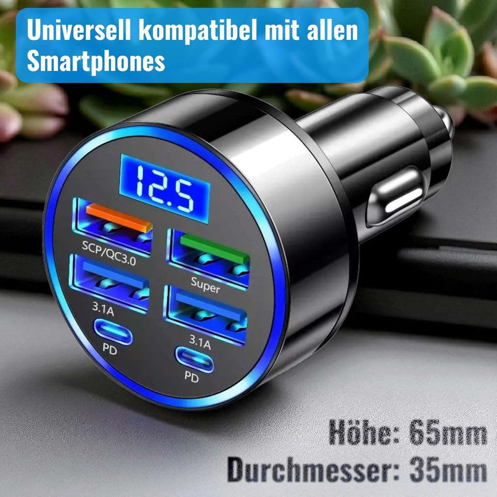 100W Auto Ladegerät – USB-C/USB, PD & QC3.0, Für iPhone & Samsung