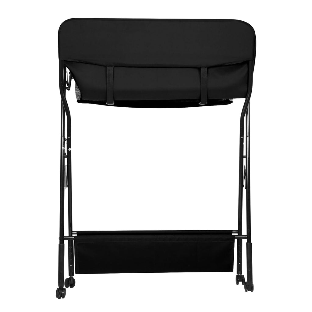 Höhenverstellbarer Klapp-Wickeltisch mit Rollen & Stauraum – tragbare Reisewickelkommode (86×62×96cm, Schwarz)