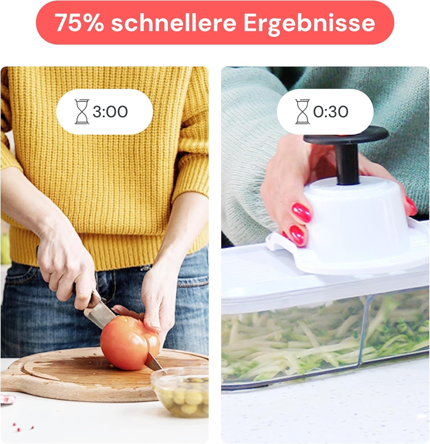 Gemüseschneider Mandoline Gemüsehobel  (6-In-1 Kompakt Schwarz), Nicer Dicer