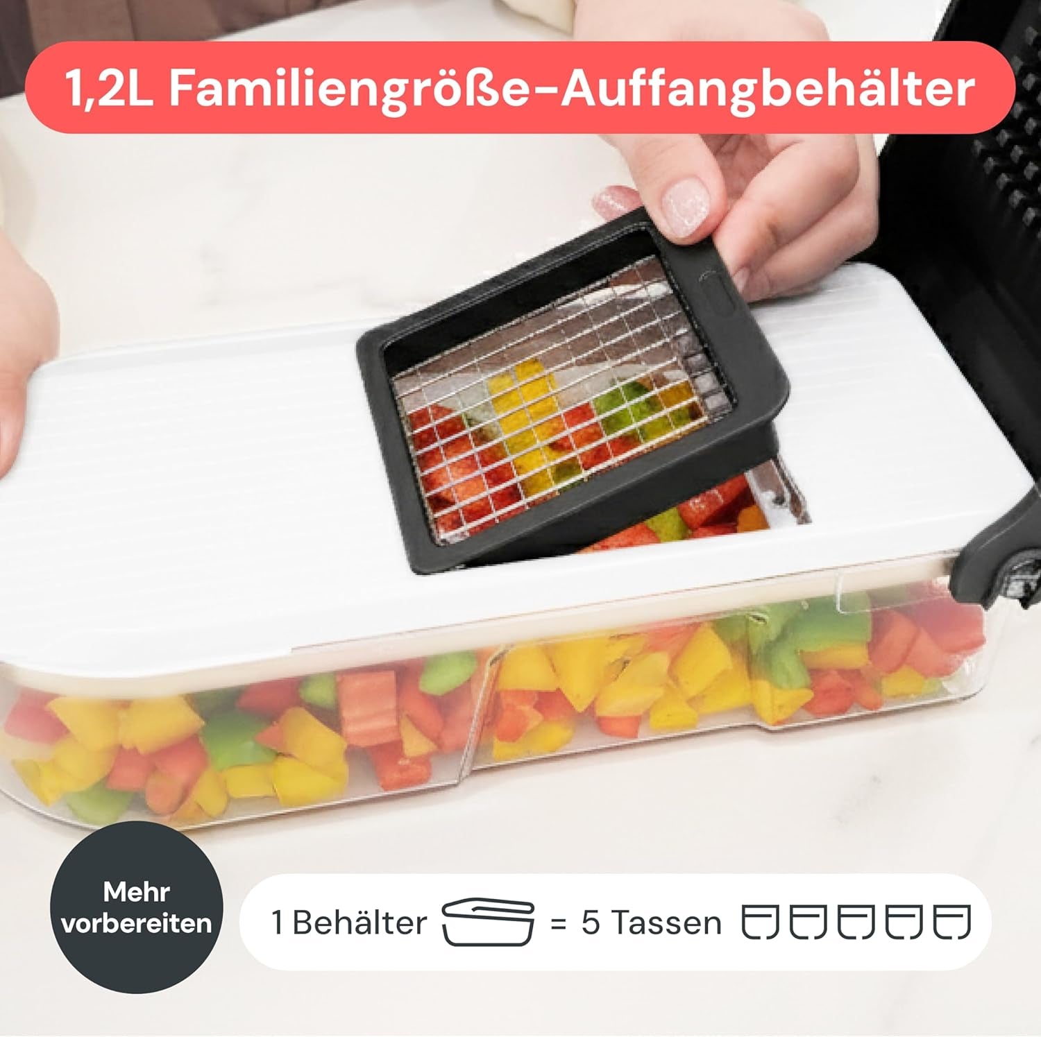 Gemüseschneider Mandoline Gemüsehobel  (6-In-1 Kompakt Schwarz), Nicer Dicer