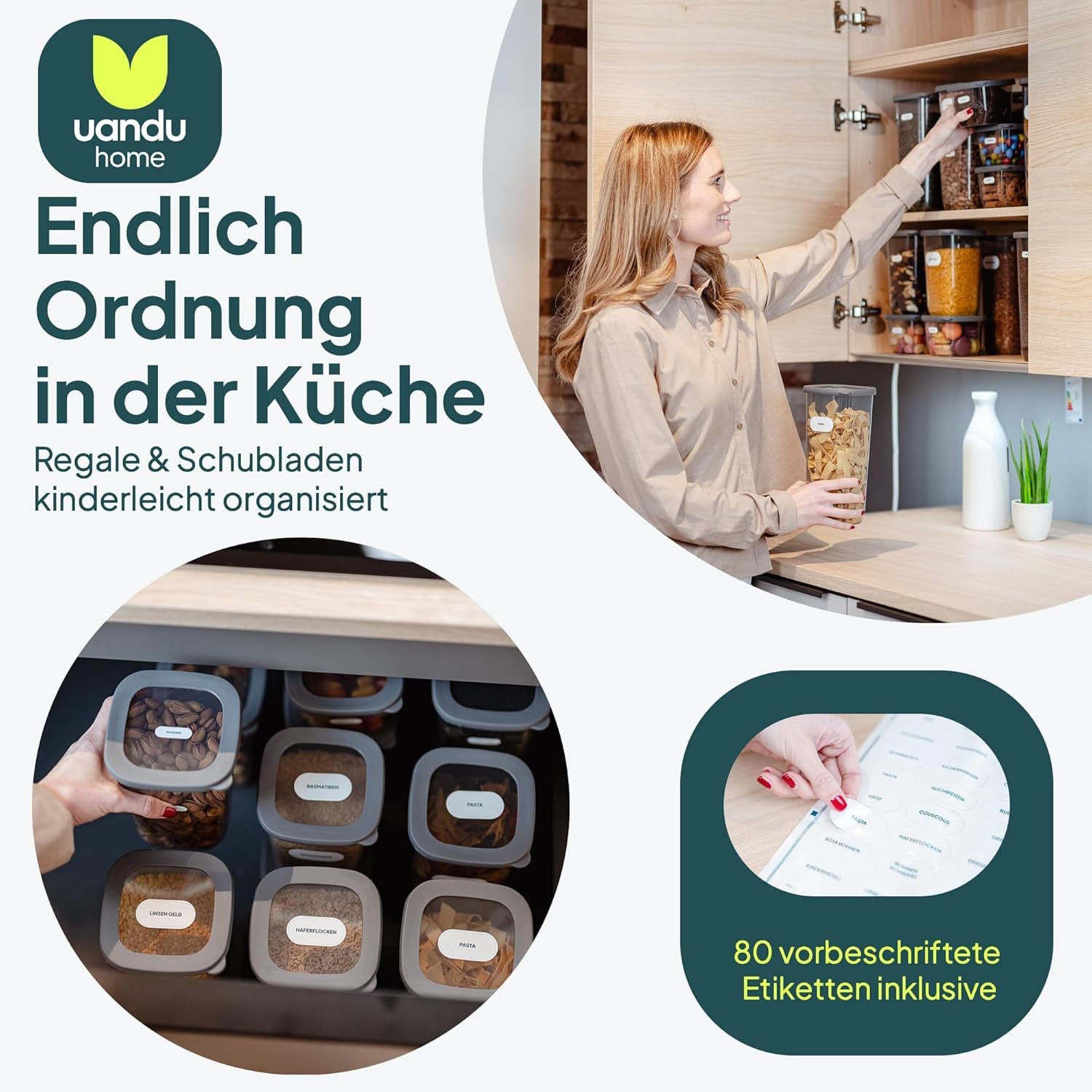 Uandu Vorratsdosen Mit Deckel Luftdicht - 12Er Vorratsbehälter Set  Vorratsdosen Für Alle Trockenen Lebensmittel