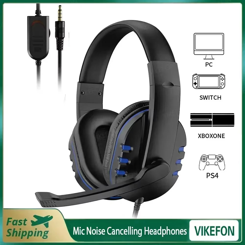 New Upgrade Wired Headset Gamer with Mic Noise Cancelling Headphones for PC Computer Laptop PS4 PS5 Nintendo 