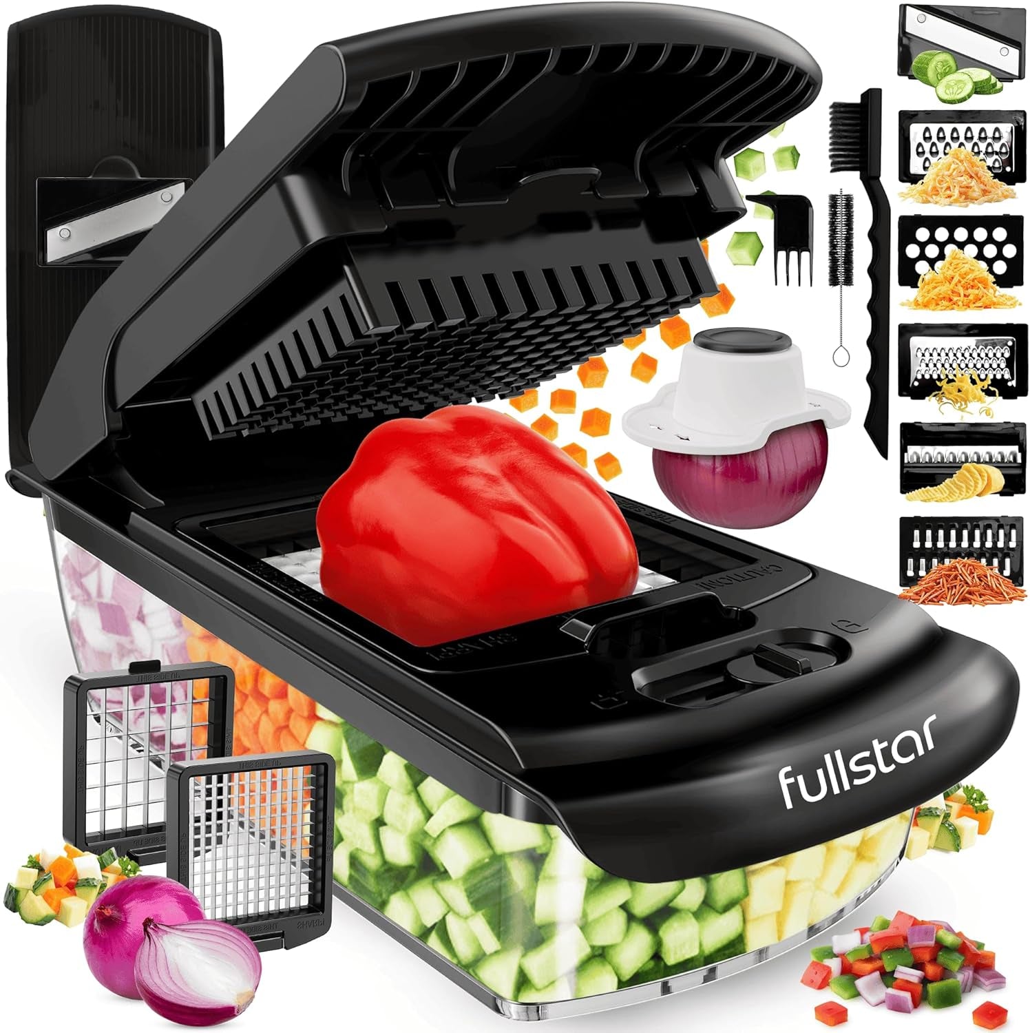 Gemüseschneider Mandoline Gemüsehobel  (6-In-1 Kompakt Schwarz), Nicer Dicer