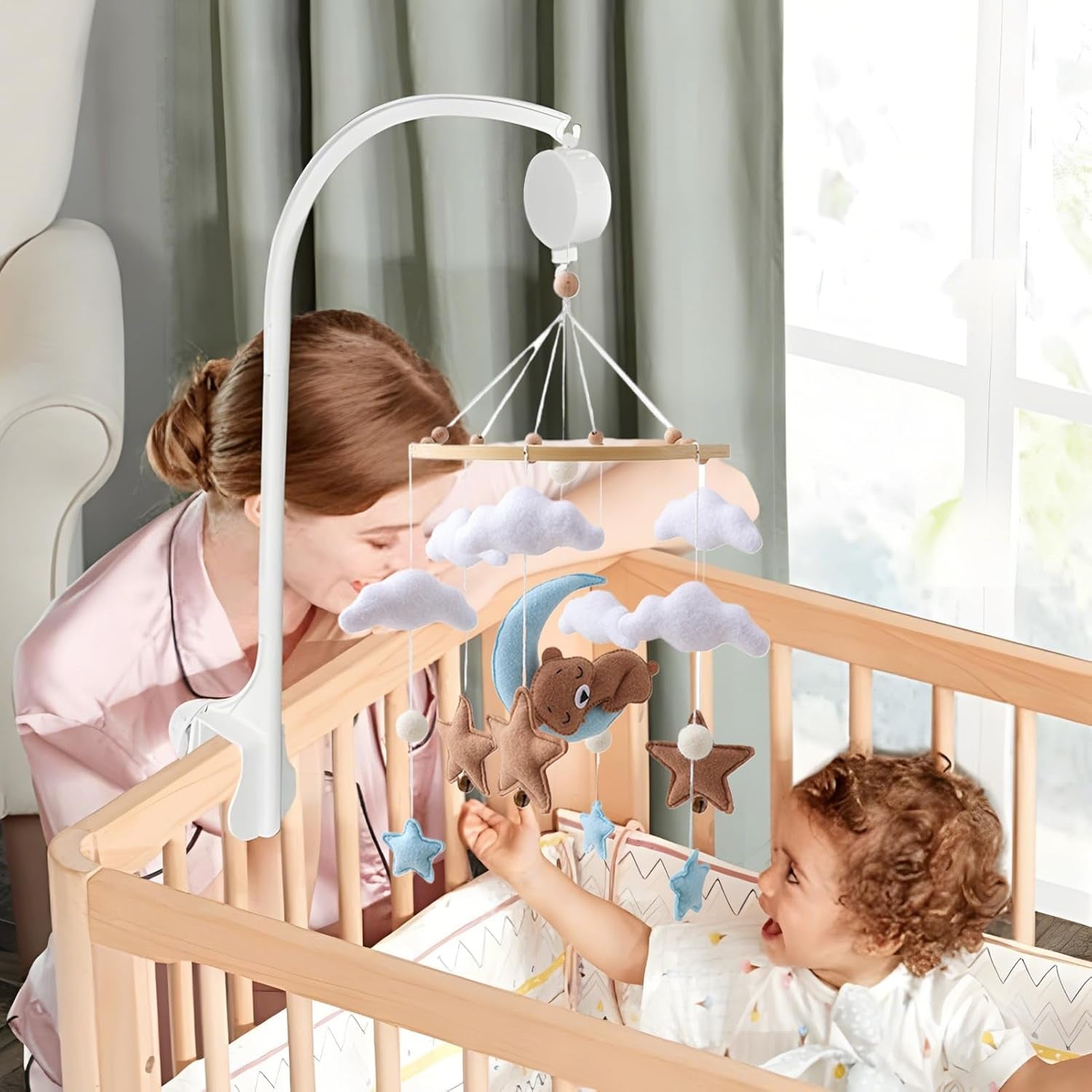 Baby Bett-Mobile aus Filz – Wolken Mobile für Wiege & Kinderzimmer Deko