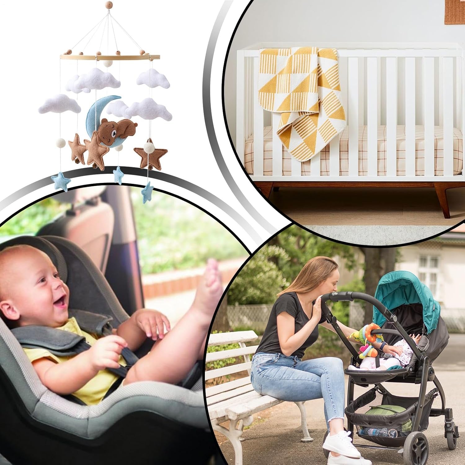 Baby Bett-Mobile aus Filz – Wolken Mobile für Wiege & Kinderzimmer Deko