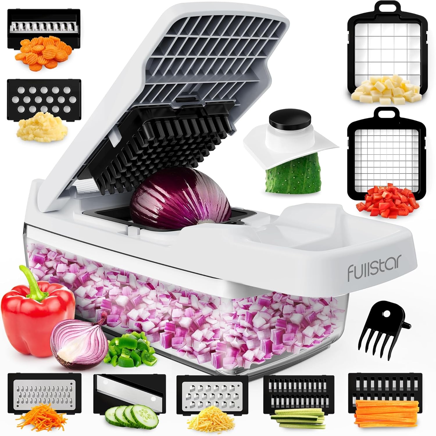 Gemüseschneider Mandoline Gemüsehobel  (6-In-1 Kompakt Schwarz), Nicer Dicer