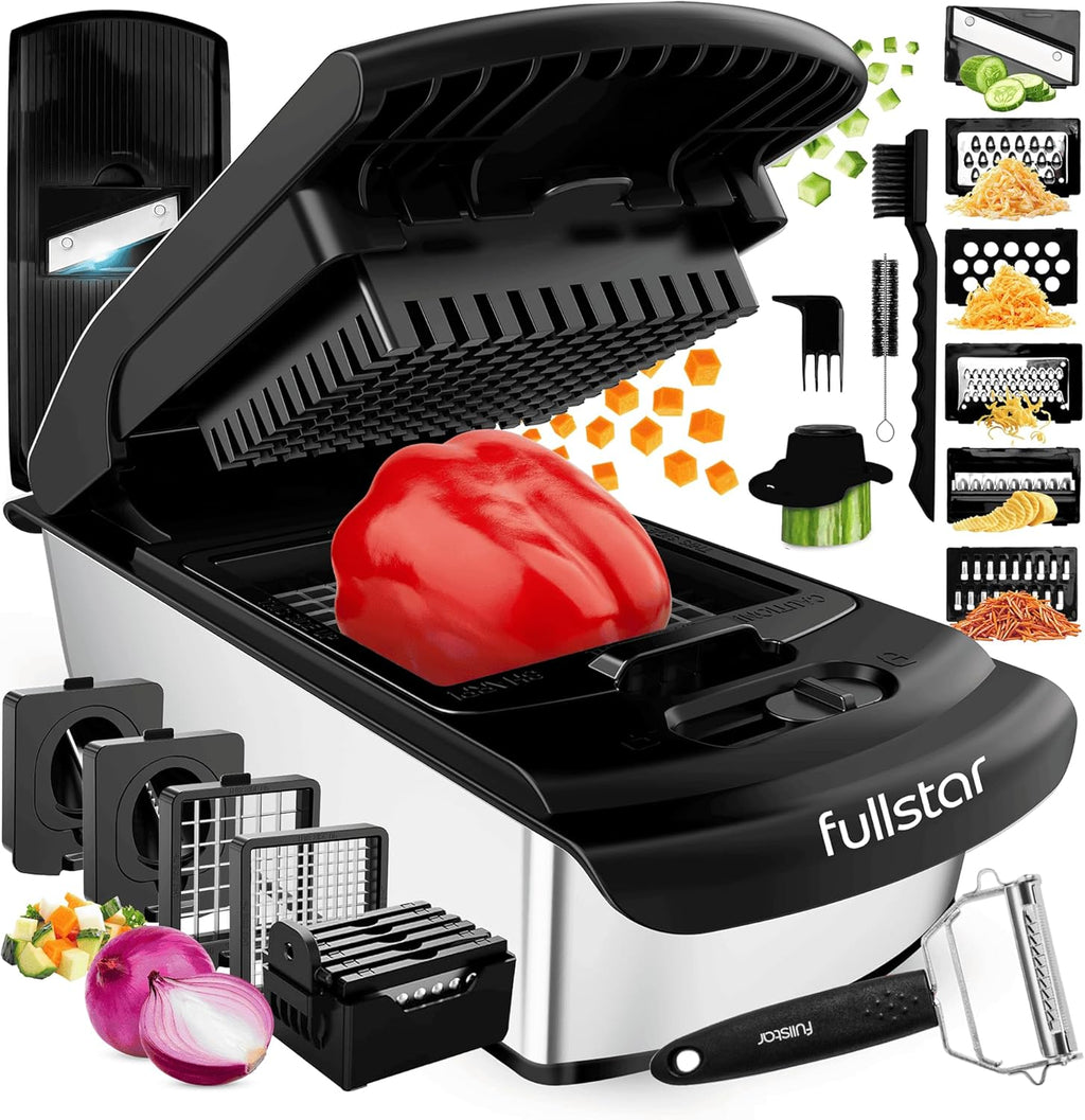 Gemüseschneider Mandoline Gemüsehobel  (6-In-1 Kompakt Schwarz), Nicer Dicer