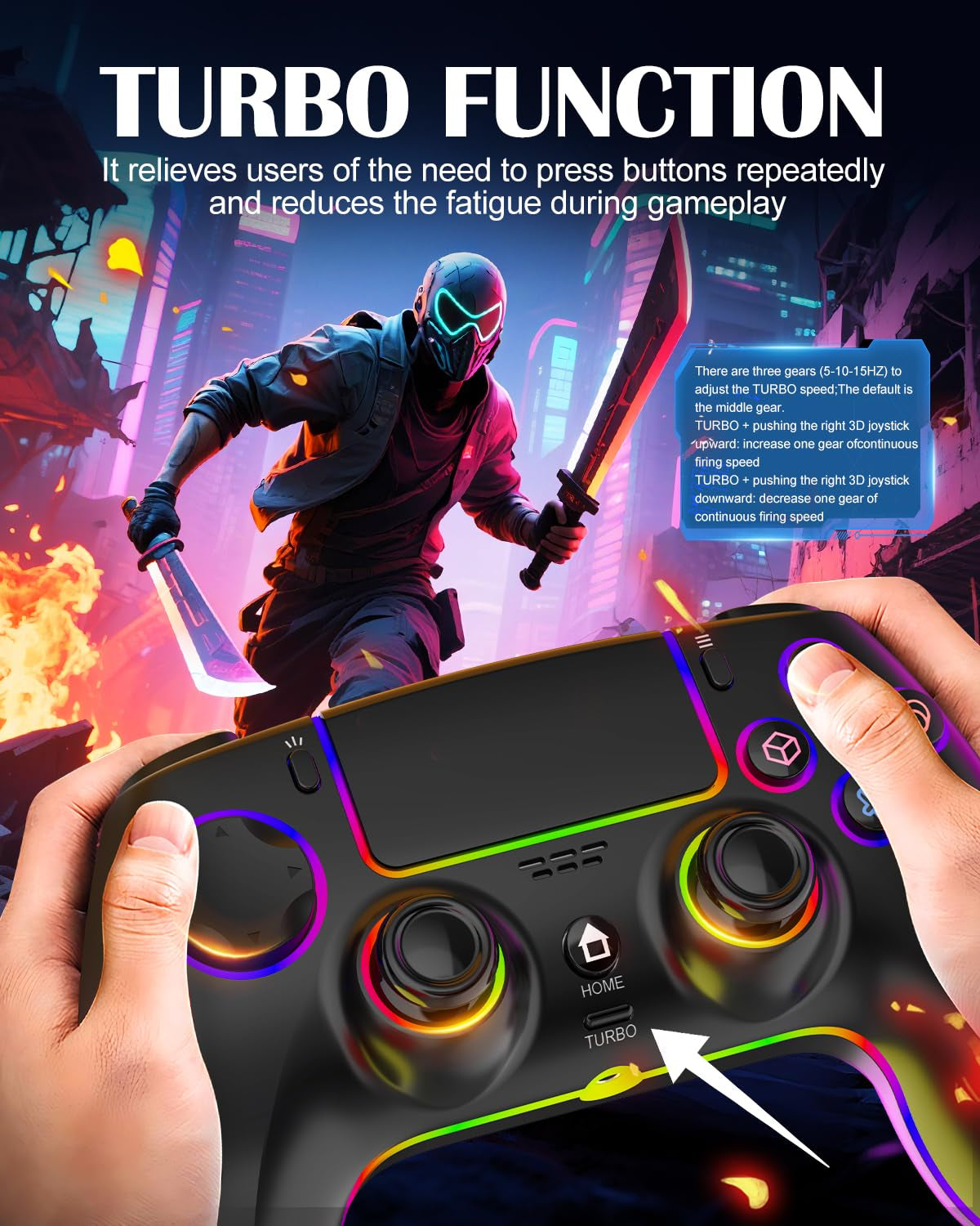 MYSTILUCK Wireless Controller Für Ps-4/Ps-3/Pro/Pc/Mac/Ios/Android/Steam Deck