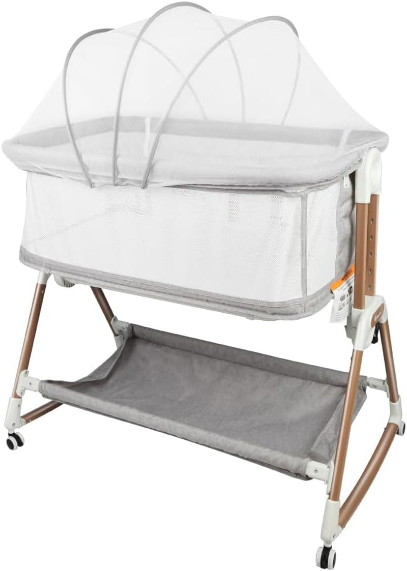 Kedia Babywiege mit Moskitonetz – höhenverstellbares Babybett & Reisebett mit Rollen (90×60×90–115cm)