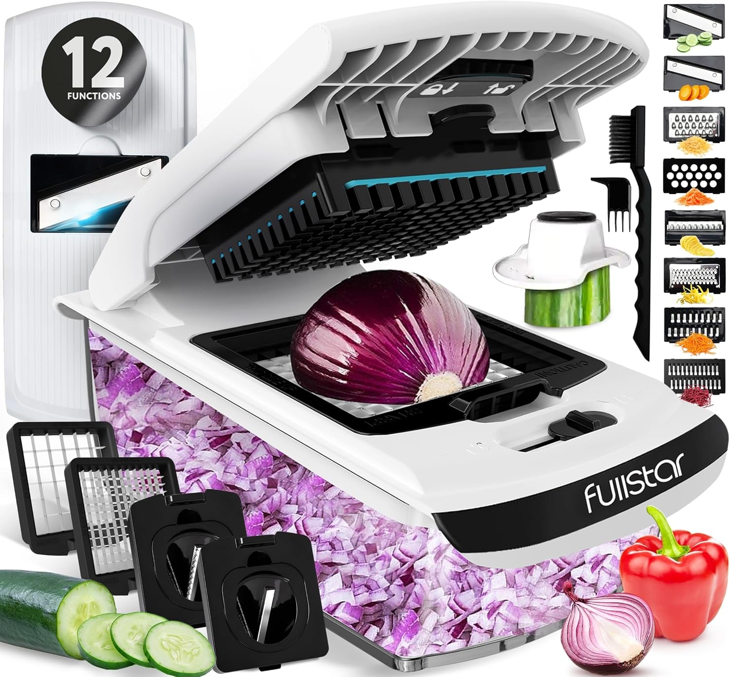 Gemüseschneider Mandoline Gemüsehobel  (6-In-1 Kompakt Schwarz), Nicer Dicer